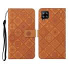 For Samsung Galaxy A12 Ethnic Style Embossed Pattern Horizontal Flip Leather Case with Holder & Card Slots & Wallet & Lanyard(Brown) - 1