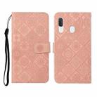For Samsung Galaxy A20 / A30 Ethnic Style Embossed Pattern Horizontal Flip Leather Case with Holder & Card Slots & Wallet & Lanyard(Pink) - 1