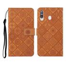 For Samsung Galaxy A20s Ethnic Style Embossed Pattern Horizontal Flip Leather Case with Holder & Card Slots & Wallet & Lanyard(Brown) - 1