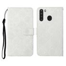 For Samsung Galaxy A21 Ethnic Style Embossed Pattern Horizontal Flip Leather Case with Holder & Card Slots & Wallet & Lanyard(White) - 1