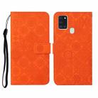 For Samsung Galaxy A21s Ethnic Style Embossed Pattern Horizontal Flip Leather Case with Holder & Card Slots & Wallet & Lanyard(Orange) - 1