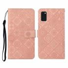For Samsung Galaxy A41 Ethnic Style Embossed Pattern Horizontal Flip Leather Case with Holder & Card Slots & Wallet & Lanyard(Pink) - 1