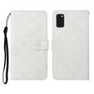 For Samsung Galaxy A41 Ethnic Style Embossed Pattern Horizontal Flip Leather Case with Holder & Card Slots & Wallet & Lanyard(White) - 1
