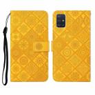 For Samsung Galaxy A51 Ethnic Style Embossed Pattern Horizontal Flip Leather Case with Holder & Card Slots & Wallet & Lanyard(Yellow) - 1