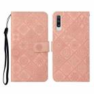 For Samsung Galaxy A70 Ethnic Style Embossed Pattern Horizontal Flip Leather Case with Holder & Card Slots & Wallet & Lanyard(Pink) - 1