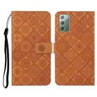 For Samsung Galaxy Note20 Ethnic Style Embossed Pattern Horizontal Flip Leather Case with Holder & Card Slots & Wallet & Lanyard(Brown) - 1