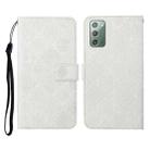 For Samsung Galaxy Note20 Ethnic Style Embossed Pattern Horizontal Flip Leather Case with Holder & Card Slots & Wallet & Lanyard(White) - 1