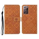 For Samsung Galaxy Note20 Ultra Ethnic Style Embossed Pattern Horizontal Flip Leather Case with Holder & Card Slots & Wallet & Lanyard(Brown) - 1