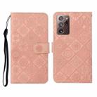 For Samsung Galaxy Note20 Ultra Ethnic Style Embossed Pattern Horizontal Flip Leather Case with Holder & Card Slots & Wallet & Lanyard(Pink) - 1