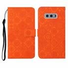 For Samsung Galaxy S10e Ethnic Style Embossed Pattern Horizontal Flip Leather Case with Holder & Card Slots & Wallet & Lanyard(Orange) - 1