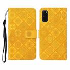 For Samsung Galaxy S20 Ethnic Style Embossed Pattern Horizontal Flip Leather Case with Holder & Card Slots & Wallet & Lanyard(Yellow) - 1