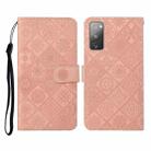 For Samsung Galaxy S20 FE Ethnic Style Embossed Pattern Horizontal Flip Leather Case with Holder & Card Slots & Wallet & Lanyard(Pink) - 1