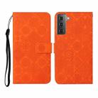 For Samsung Galaxy S21+ 5G Ethnic Style Embossed Pattern Horizontal Flip Leather Case with Holder & Card Slots & Wallet & Lanyard(Orange) - 1