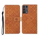 For Samsung Galaxy S21Ultra 5G Ethnic Style Embossed Pattern Horizontal Flip Leather Case with Holder & Card Slots & Wallet & Lanyard(Brown) - 1