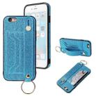 Glitter Powder PU+TPU Shockproof Protective Case with Holder & Card Slots & Wrist Strap For iPhone 6 / 6s(Blue) - 1