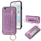 Glitter Powder PU+TPU Shockproof Protective Case with Holder & Card Slots & Wrist Strap For iPhone 6 / 6s(Purple) - 1