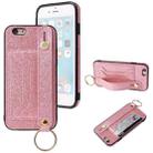 Glitter Powder PU+TPU Shockproof Protective Case with Holder & Card Slots & Wrist Strap For iPhone 6 Plus / 6s Plus(Pink) - 1