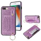Glitter Powder PU+TPU Shockproof Protective Case with Holder & Card Slots & Wrist Strap For iPhone 8 Plus / 7 Plus(Purple) - 1
