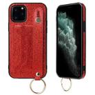 For iPhone 12 mini Glitter Powder PU+TPU Shockproof Protective Case with Holder & Card Slots & Wrist Strap (Red) - 2