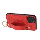 For iPhone 12 mini Glitter Powder PU+TPU Shockproof Protective Case with Holder & Card Slots & Wrist Strap (Red) - 3