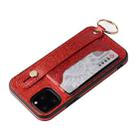 For iPhone 12 mini Glitter Powder PU+TPU Shockproof Protective Case with Holder & Card Slots & Wrist Strap (Red) - 5