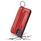 For iPhone 12 mini Glitter Powder PU+TPU Shockproof Protective Case with Holder & Card Slots & Wrist Strap (Red) - 6