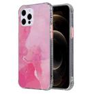 For iPhone 12 Pro Max Coloured Glaze Marble TPU + PC Protective Case(Pink) - 1