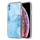 For iPhone XR Coloured Glaze Marble TPU + PC Protective Case(Blue) - 1