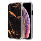 For iPhone XR Coloured Glaze Marble TPU + PC Protective Case(Black) - 1