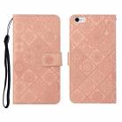 Ethnic Style Embossed Pattern Horizontal Flip Leather Case with Holder & Card Slots & Wallet & Lanyard For iPhone 6 Plus(Pink) - 1