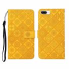 Ethnic Style Embossed Pattern Horizontal Flip Leather Case with Holder & Card Slots & Wallet & Lanyard For iPhone 8 Plus / 7 Plus(Yellow) - 1