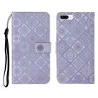 Ethnic Style Embossed Pattern Horizontal Flip Leather Case with Holder & Card Slots & Wallet & Lanyard For iPhone 8 Plus / 7 Plus(Purple) - 1