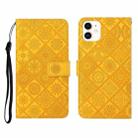 For iPhone 11 Ethnic Style Embossed Pattern Horizontal Flip Leather Case with Holder & Card Slots & Wallet & Lanyard (Yellow) - 1