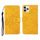 For iPhone 11 Pro Ethnic Style Embossed Pattern Horizontal Flip Leather Case with Holder & Card Slots & Wallet & Lanyard (Yellow) - 1