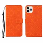 For iPhone 11 Pro Ethnic Style Embossed Pattern Horizontal Flip Leather Case with Holder & Card Slots & Wallet & Lanyard (Orange) - 1