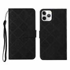 For iPhone 11 Pro Ethnic Style Embossed Pattern Horizontal Flip Leather Case with Holder & Card Slots & Wallet & Lanyard (Black) - 1