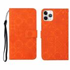 For iPhone 11 Pro Max Ethnic Style Embossed Pattern Horizontal Flip Leather Case with Holder & Card Slots & Wallet & Lanyard (Orange) - 1