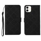For iPhone 12 mini Ethnic Style Embossed Pattern Horizontal Flip Leather Case with Holder & Card Slots & Wallet & Lanyard (Black) - 1