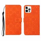 For iPhone 12 Pro Max Ethnic Style Embossed Pattern Horizontal Flip Leather Case with Holder & Card Slots & Wallet & Lanyard(Orange) - 1