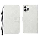 For iPhone 12 Pro Max Ethnic Style Embossed Pattern Horizontal Flip Leather Case with Holder & Card Slots & Wallet & Lanyard(White) - 1