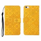 For iPhone SE 2022 / SE 2020 / 8 / 7 Ethnic Style Embossed Pattern Horizontal Flip Leather Case with Holder & Card Slots & Wallet & Lanyard(Yellow) - 1