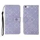 For iPhone SE 2022 / SE 2020 / 8 / 7 Ethnic Style Embossed Pattern Horizontal Flip Leather Case with Holder & Card Slots & Wallet & Lanyard(Purple) - 1