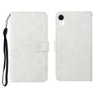 For iPhone XR Ethnic Style Embossed Pattern Horizontal Flip Leather Case with Holder & Card Slots & Wallet & Lanyard(White) - 1