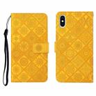 For iPhone XS Max Ethnic Style Embossed Pattern Horizontal Flip Leather Case with Holder & Card Slots & Wallet & Lanyard(Yellow) - 1