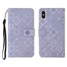 For iPhone XS Max Ethnic Style Embossed Pattern Horizontal Flip Leather Case with Holder & Card Slots & Wallet & Lanyard(Purple) - 1