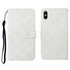 For iPhone X / XS Ethnic Style Embossed Pattern Horizontal Flip Leather Case with Holder & Card Slots & Wallet & Lanyard(White) - 1