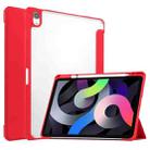For iPad Air 2022 / 2020 10.9 TPU Transparent Back Cover Horizontal Flip Leather Case with Three-folding Holder & Sleep / Wake-up Function / Pen Slot(Red) - 1