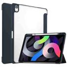 For iPad Air 2022 / 2020 10.9 TPU Transparent Back Cover Horizontal Flip Leather Case with Three-folding Holder & Sleep / Wake-up Function / Pen Slot(Blue) - 1