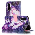 For Xiaomi Mi CC9 3D Pattern Colored Drawing Horizontal Flip Leather Case with Holder & Card Slots & Wallet & Lanyard(Purple Butterfly) - 1