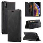 For iPhone X / XS AutSpace A01 Retro Skin-feel Crazy Horse Texture Horizontal Flip Leather Case with Holder & Card Slots & Wallet & RFID(Black) - 1